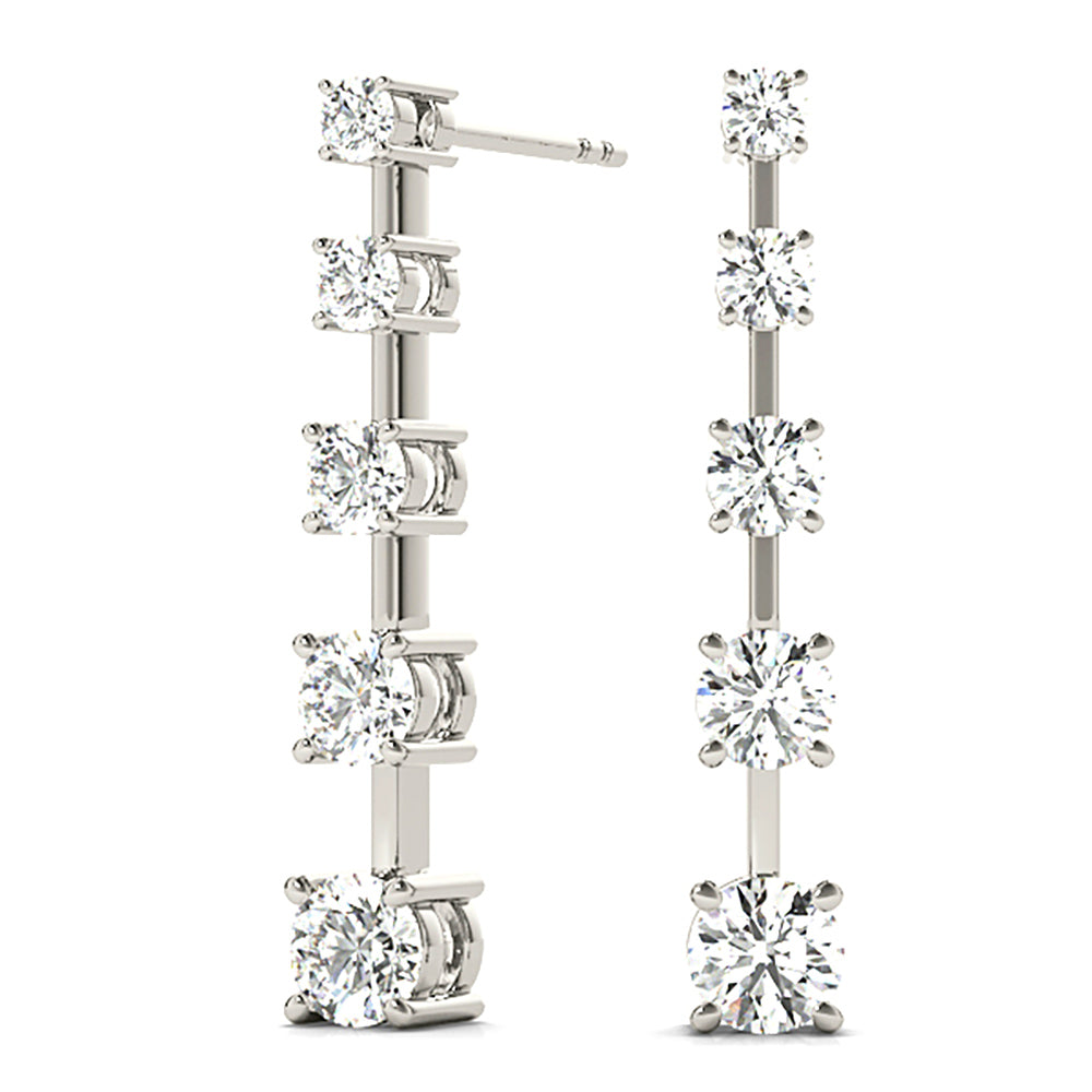 2.00 ctw Diamond Drop Earrings Journey Style-VIRABYANI